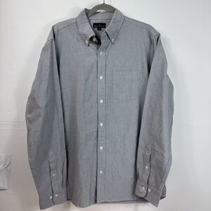 Brooks Brothers Button Down Shirt Sz Large Non Iron Gray 100% Cotton Heavyweight